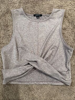Zobha Light Heather Purple Twist-Front Crop Tank